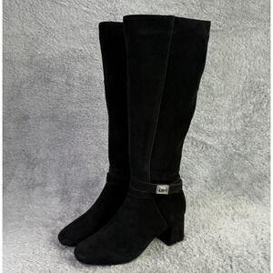 Blondo Ashley Tall Boots Womens 6 Black Suede Waterproof Knee-High Heeled